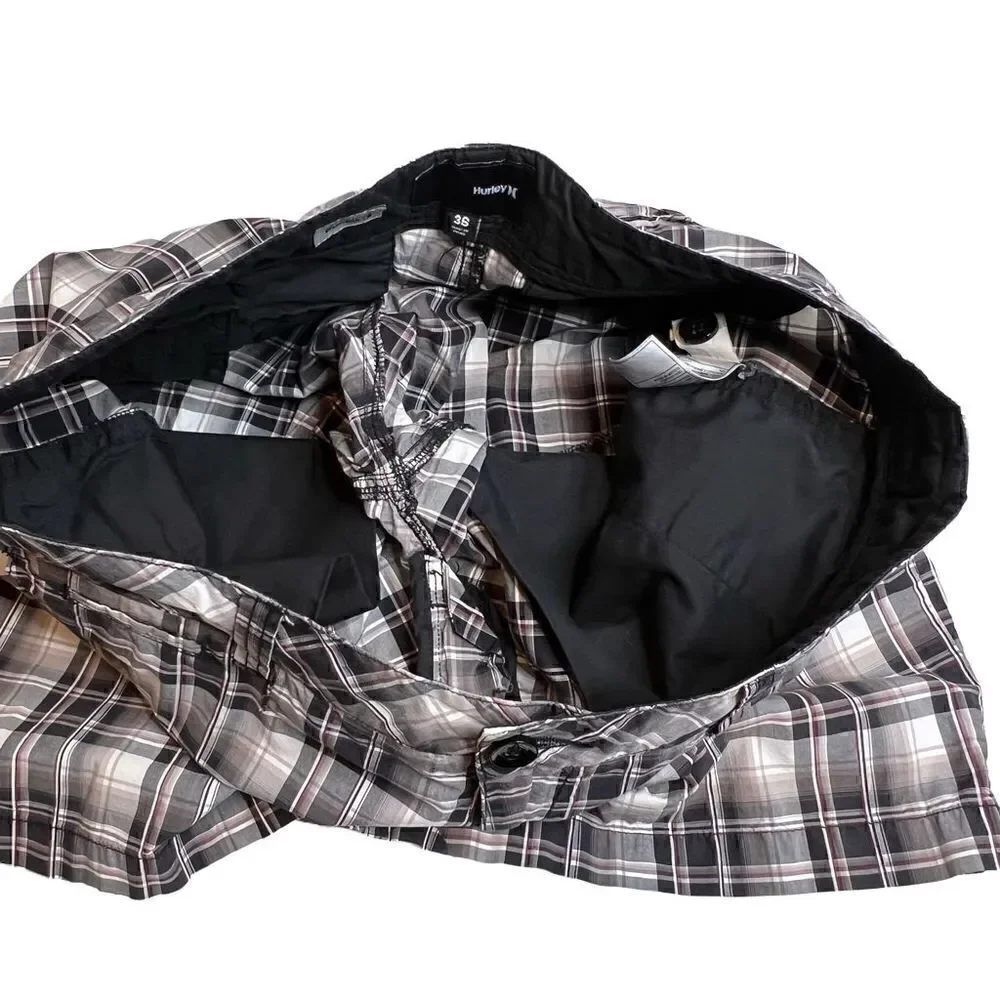 Hurley gray and purple plaid shorts size 36
